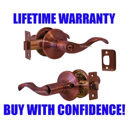 Constructor Constructor Prelude Privacy Lever Door Lock with Knob Handle Lockset; Antique Copper CON-PRE-AC-BK